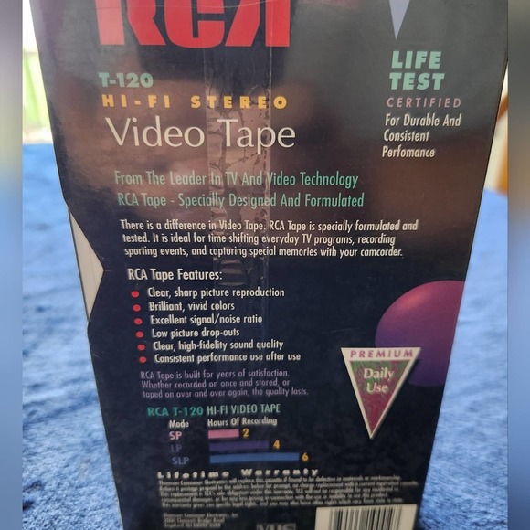 Lot of 3 RCA T-120 Hi Fi Stereo New Sealed Blank VHS Video Tapes Cassettes 6 Hrs - Picture 4 of 4